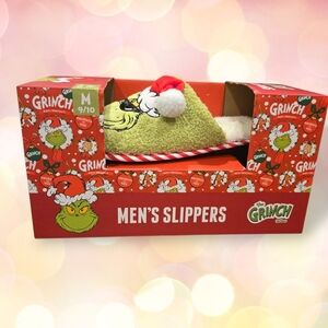 Dr Seuss Grinch Christmas Santa Hat Slippers Slides Men's Medium 9-10